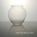 Ribbed Art Glass Vase Modern Gold Rim